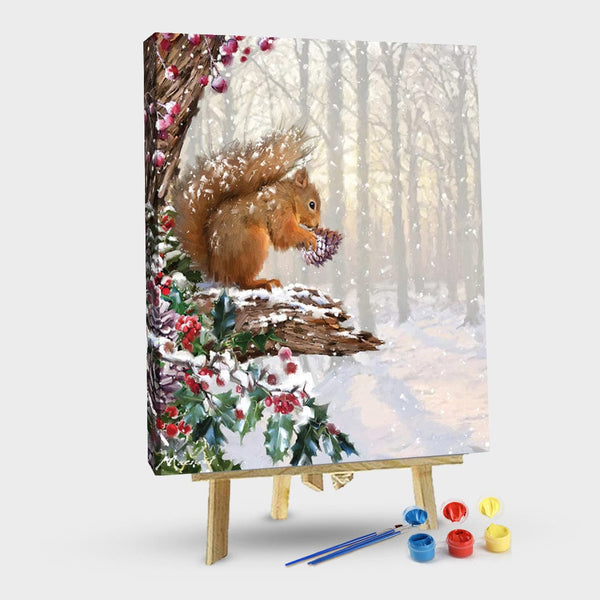 paintingnumberart 16"x20"/40x50cm / Without frame Paint By Numbers Kit-Guardian – Christmas Squirrel II