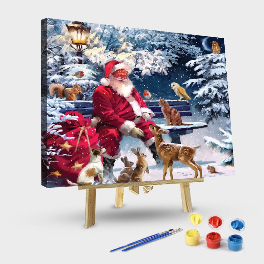 paintingnumberart 16"x20"/40x50cm / Without frame Paint By Numbers Kit-Guardian – Santa On Bench III