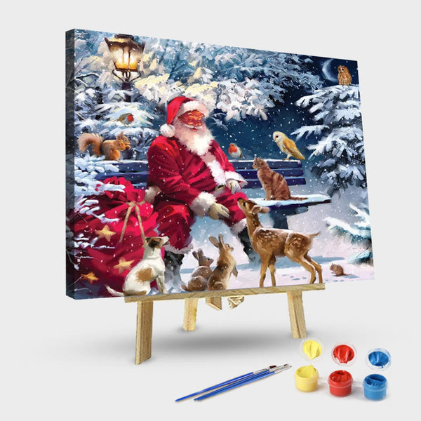 paintingnumberart 16"x20"/40x50cm / Without frame Paint By Numbers Kit-Guardian – Santa On Bench III