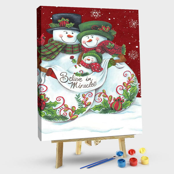 paintingnumberart 16"x20"/40x50cm / Without frame Paint By Numbers Kit-Guardian – Snowman Parents with Baby