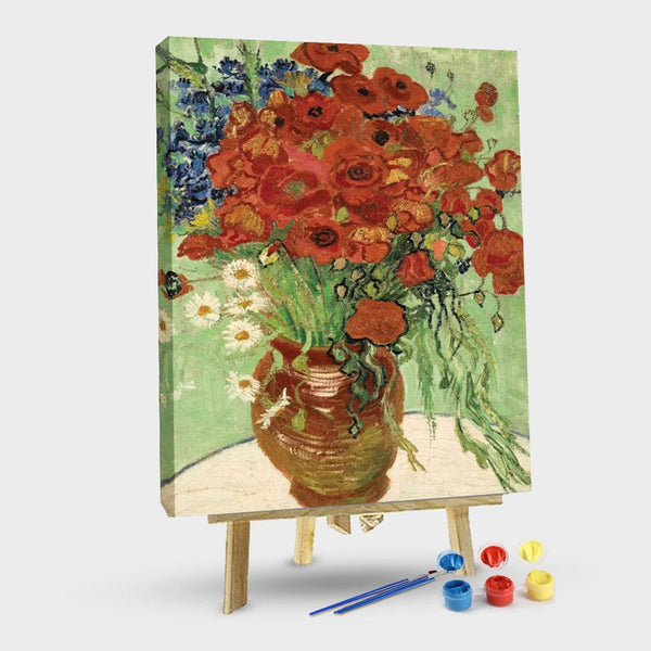 paintingnumberart 16"x20"/40x50cm / Without frame Paint By Numbers Kit-Guardian – Vase with Daisies and Poppies