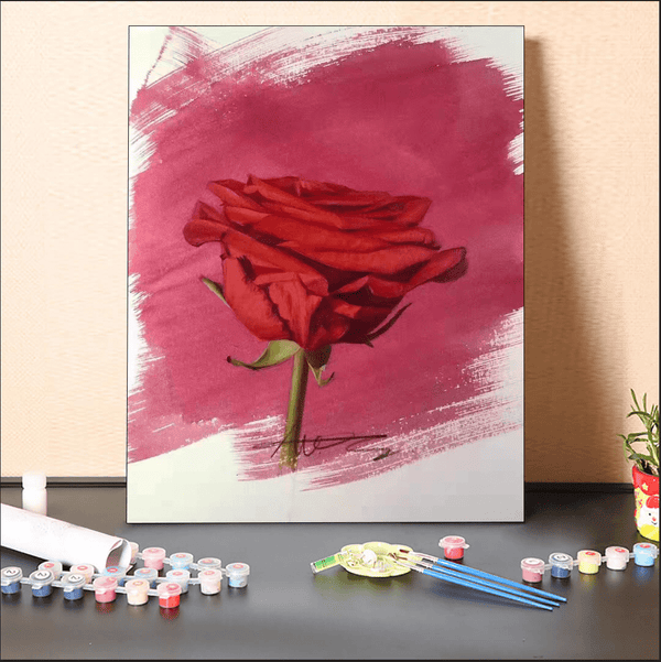paintingnumberart 16"x20"/40x50cm / Without frame Paint By Numbers Kit-Hand drawn red romantic roses