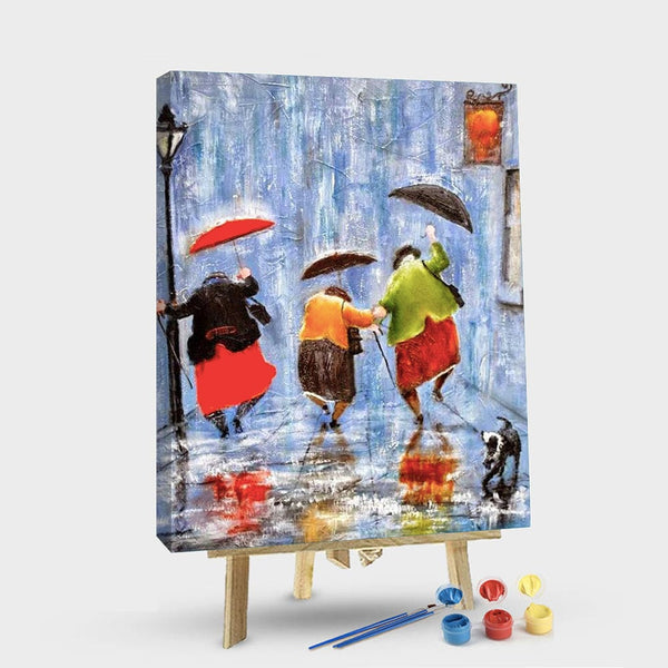 paintingnumberart 16"x20"/40x50cm / Without frame Paint By Numbers Kit – Happy Sisters on Rainy Days
