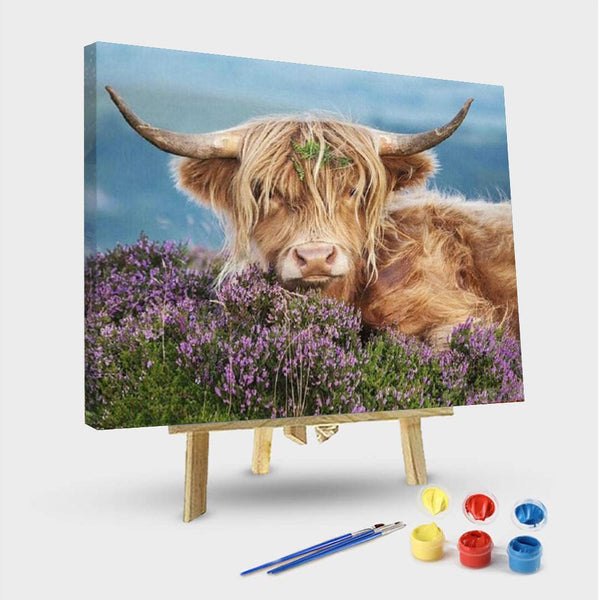 paintingnumberart 16"x20"/40x50cm / Without frame Paint By Numbers Kit – Highland Cow In The Heather