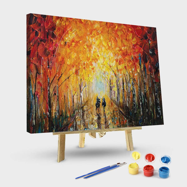 paintingnumberart 16"x20"/40x50cm / Without frame Paint by Numbers Kit-Horseback Riding In The East Coast Forest