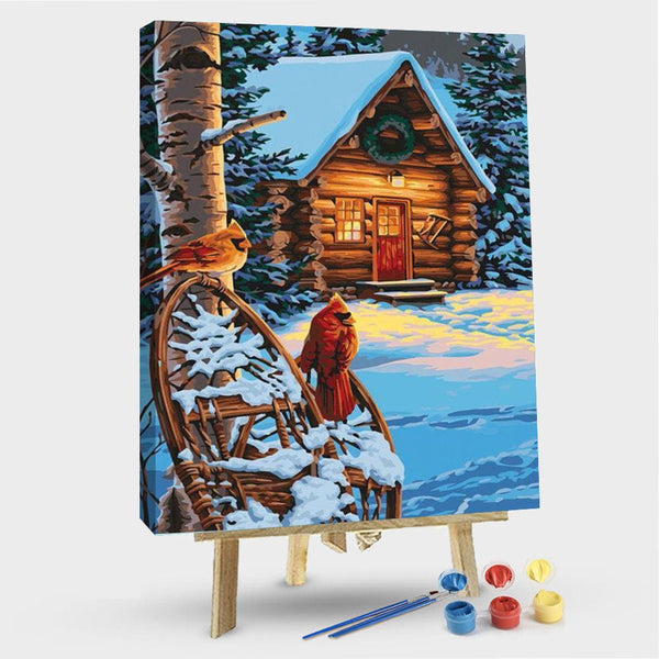paintingnumberart 16"x20"/40x50cm / Without frame Paint By Numbers Kit – House on a Frozen Forest