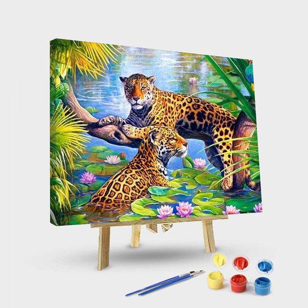 paintingnumberart 16"x20"/40x50cm / Without frame Paint By Numbers Kit – Jaguar in the Water