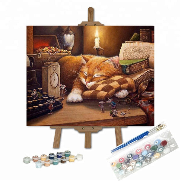 paintingnumberart 16"x20"/40x50cm / Without frame Paint By Numbers Kit-Lazy Cat