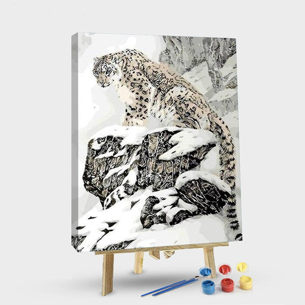 paintingnumberart 16"x20"/40x50cm / Without frame Paint By Numbers Kit – Leopard in Snows