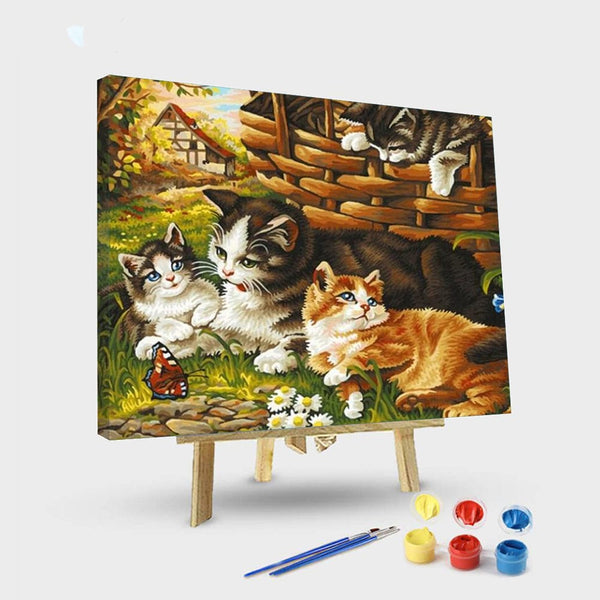 paintingnumberart 16"x20"/40x50cm / Without frame Paint By Numbers Kit – Little Kitten Family