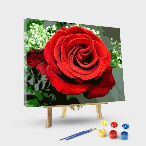 paintingnumberart 16"x20"/40x50cm / Without frame Paint by Numbers Kit –  Long Stemmed Rose