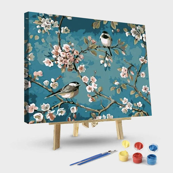 paintingnumberart 16"x20"/40x50cm / Without frame Paint by Numbers Kit – Magpies And Flowers