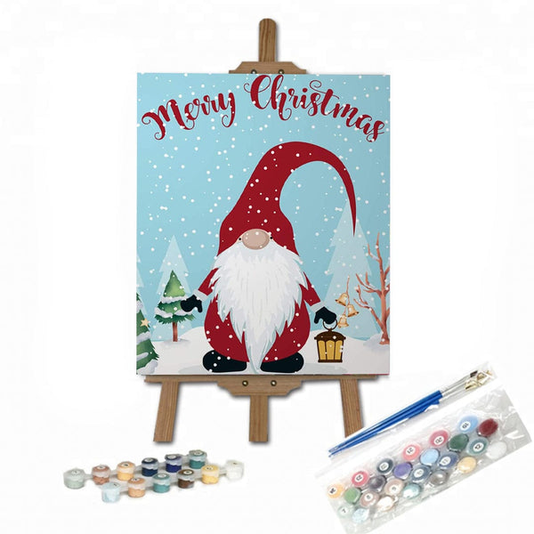 paintingnumberart 16"x20"/40x50cm / Without frame Paint By Numbers Kit-Merry Christmas Cute Cartoon Gnome Trees