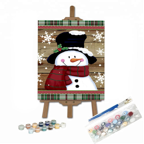 paintingnumberart 16"x20"/40x50cm / Without frame Paint By Numbers Kit-Morigins Smile Snowman with Red Scarf Outdoor Yard Flag Decorative Snowflake