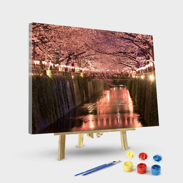 paintingnumberart 16"x20"/40x50cm / Without frame Paint by Numbers Kit – Night under the cherry tree
