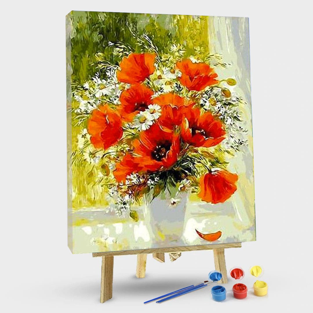 paintingnumberart 16"x20"/40x50cm / Without frame Paint by Numbers Kit –  Orange Flowers in a Vase