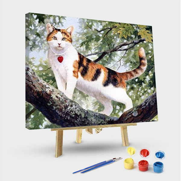 paintingnumberart 16"x20"/40x50cm / Without frame Paint By Numbers Kit – Pet Cat on a Tree