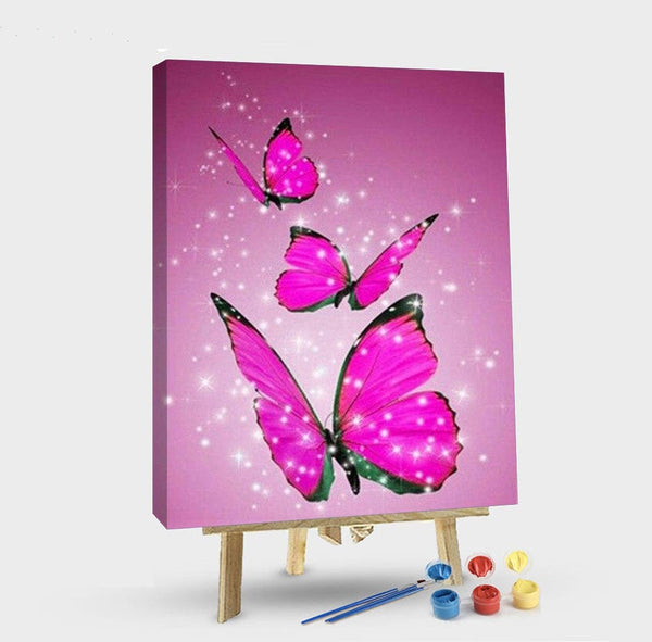 paintingnumberart 16"x20"/40x50cm / Without frame Paint By Numbers Kit – Pink Butterfly