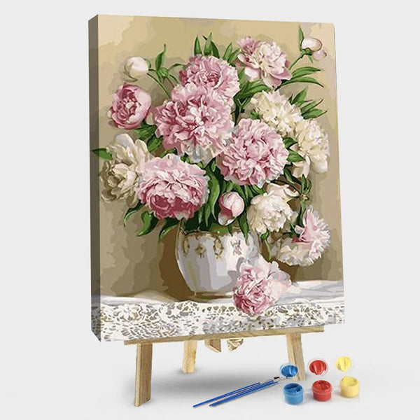 paintingnumberart 16"x20"/40x50cm / Without frame Paint By Numbers Kit – Pink Peonies in Vase