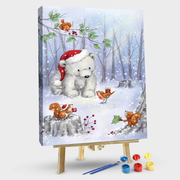 paintingnumberart 16"x20"/40x50cm / Without frame Paint By Numbers Kit-Polar Bear In Wood