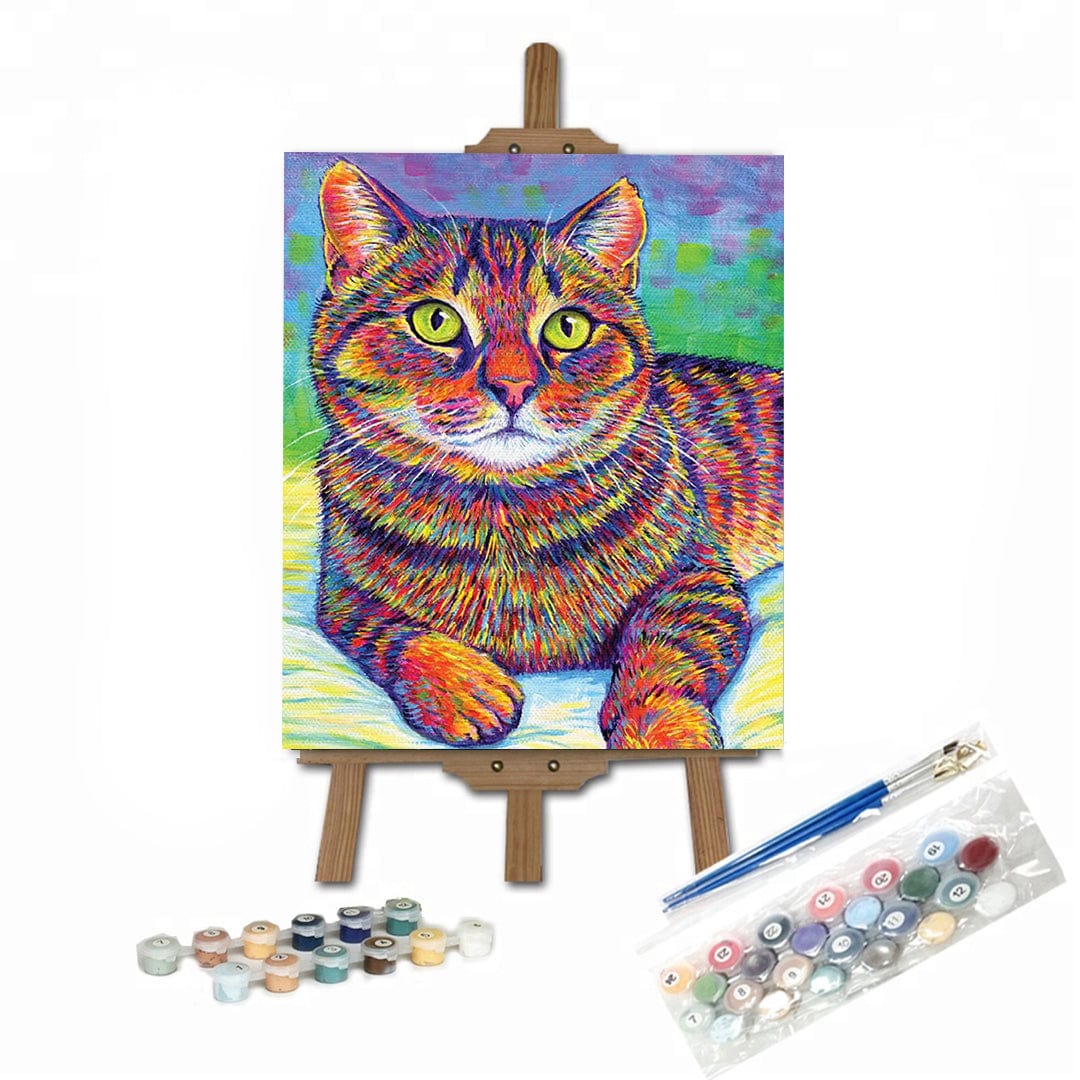 paintingnumberart 16"x20"/40x50cm / Without frame Paint By Numbers Kit-Rainbow Brown Tabby