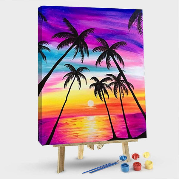 paintingnumberart 16"x20"/40x50cm / Without frame Paint By Numbers Kit – Rainbow Coconut Tree2