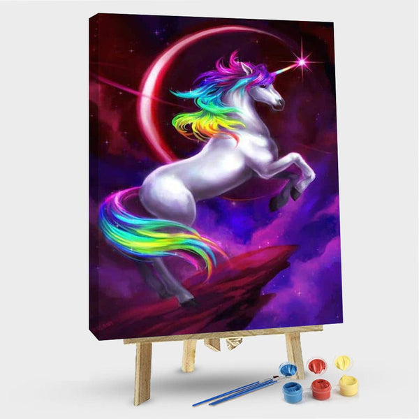 paintingnumberart 16"x20"/40x50cm / Without frame Paint By Numbers Kit – Rainbow Unicorn Horse