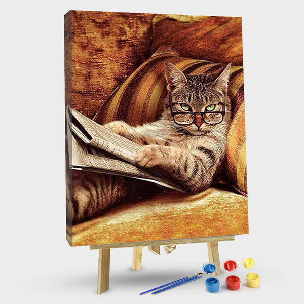 paintingnumberart 16"x20"/40x50cm / Without frame Paint By Numbers Kit-Reading Cat