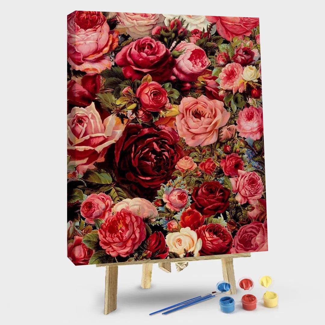 paintingnumberart 16"x20"/40x50cm / Without frame Paint By Numbers Kit – Red and Pink Floral Arrangement