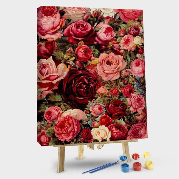 paintingnumberart 16"x20"/40x50cm / Without frame Paint By Numbers Kit – Red and Pink Floral Arrangement