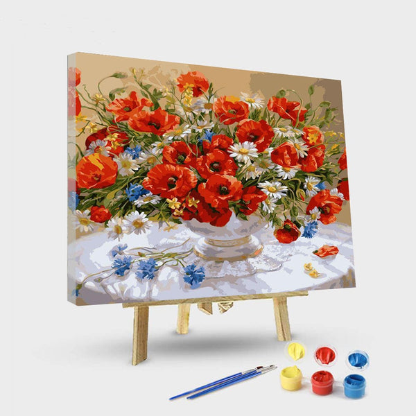 paintingnumberart 16"x20"/40x50cm / Without frame Paint by Numbers Kit –  Red Bouquet of Flowers