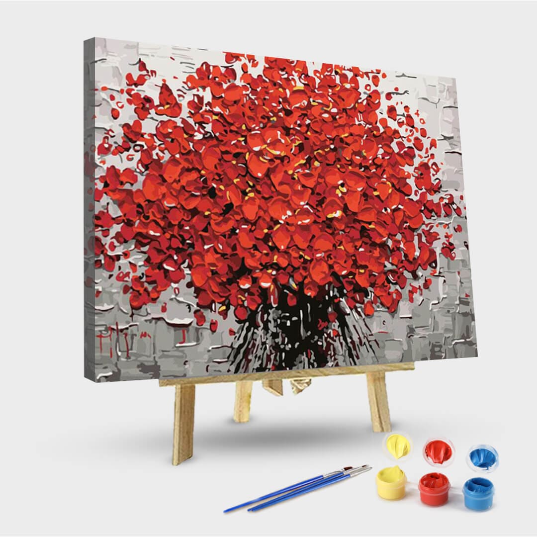 paintingnumberart 16"x20"/40x50cm / Without frame Paint By Numbers Kit-Red Flower