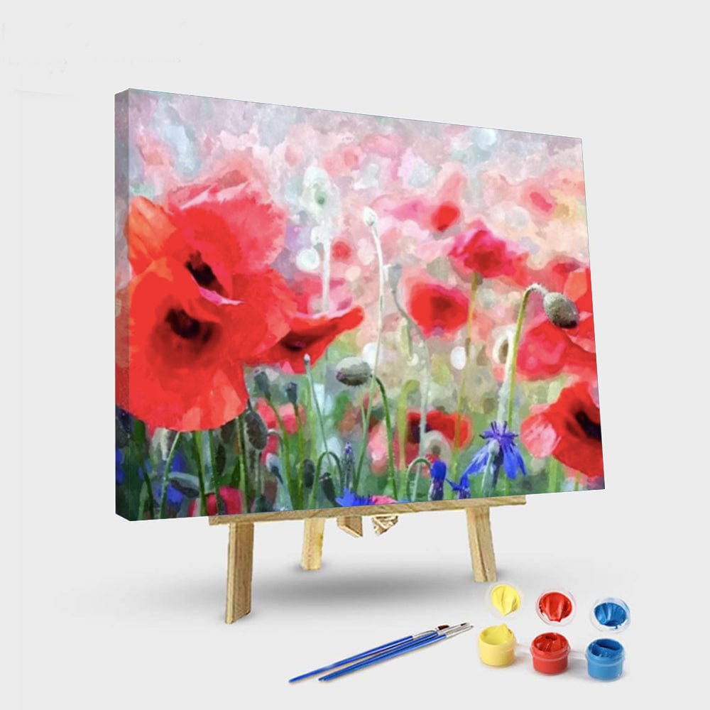 paintingnumberart 16"x20"/40x50cm / Without frame Paint By Numbers Kit – Red Poppies and Blue Cornflowers