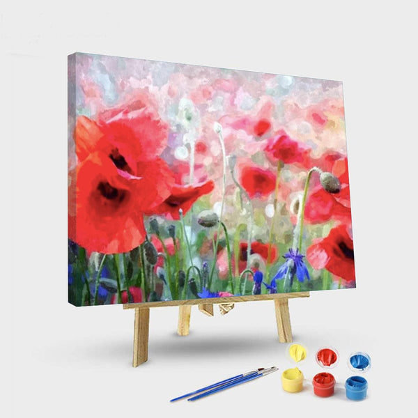 paintingnumberart 16"x20"/40x50cm / Without frame Paint By Numbers Kit – Red Poppies and Blue Cornflowers