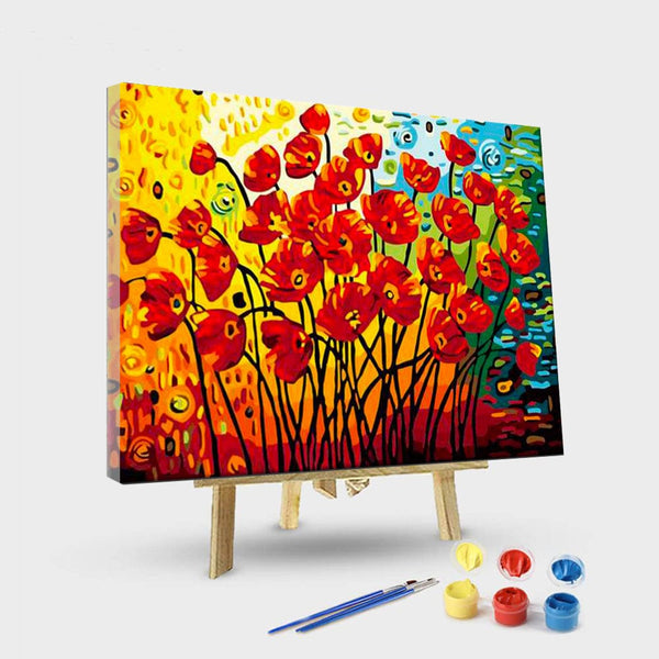 paintingnumberart 16"x20"/40x50cm / Without frame Paint by Numbers Kit – Red Poppy Flowers