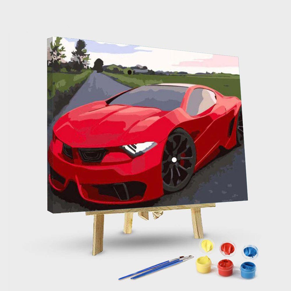 paintingnumberart 16"x20"/40x50cm / Without frame Paint By Numbers Kit – Red Sports Car