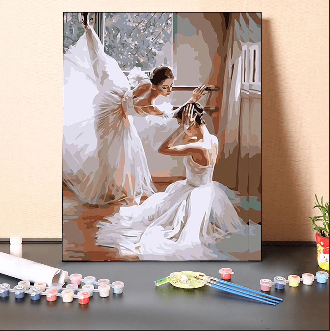 paintingnumberart 16"x20"/40x50cm / Without frame Paint By Numbers Kit-romantic ballerinas in white
