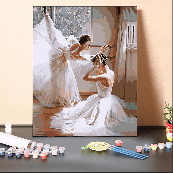 paintingnumberart 16"x20"/40x50cm / Without frame Paint By Numbers Kit-romantic ballerinas in white