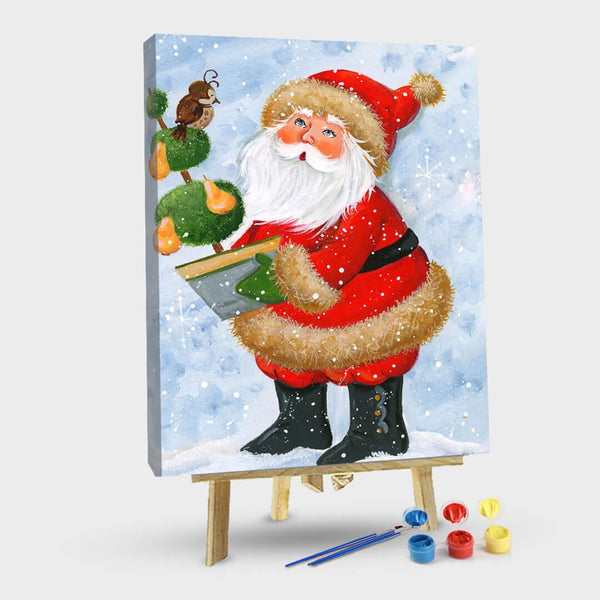 paintingnumberart 16"x20"/40x50cm / Without frame Paint By Numbers Kit-Santa And A Partridge In A Pear Tree