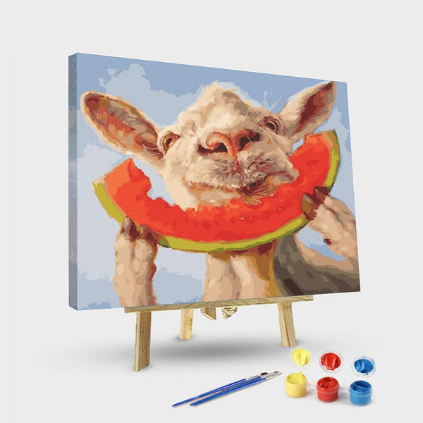 paintingnumberart 16"x20"/40x50cm / Without frame Paint By Numbers Kit – Sheep Eating Watermelon