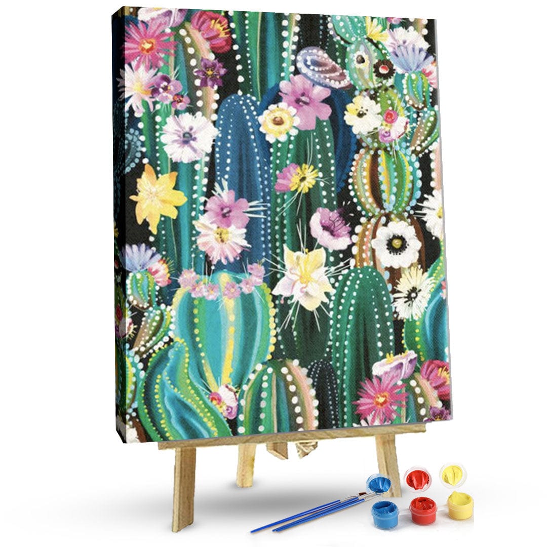 paintingnumberart 16"x20"/40x50cm / Without frame Paint by Numbers Kit-Small Flowers On Cactus