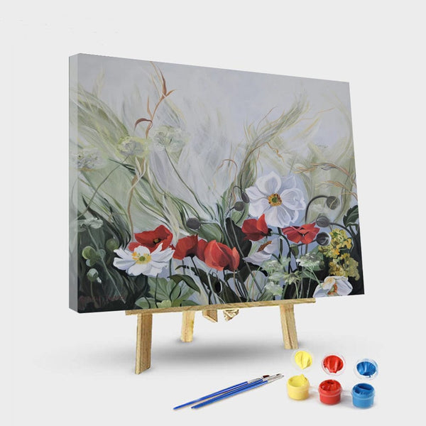 paintingnumberart 16"x20"/40x50cm / Without frame Paint by Numbers Kit – Small white and red chrysanthemums