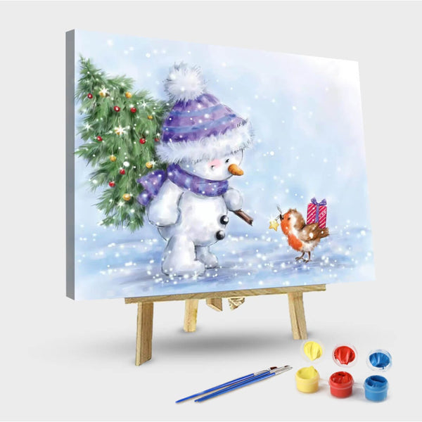 paintingnumberart 16"x20"/40x50cm / Without frame Paint By Numbers Kit-Snowman and Robin VII