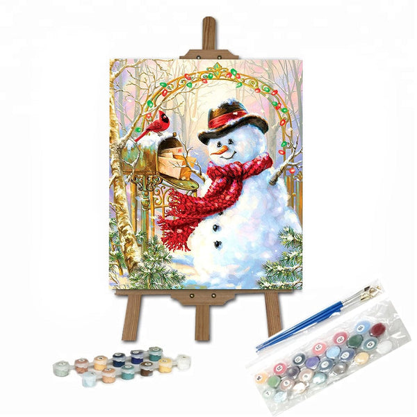 paintingnumberart 16"x20"/40x50cm / Without frame Paint By Numbers Kit-Snowman，Bird