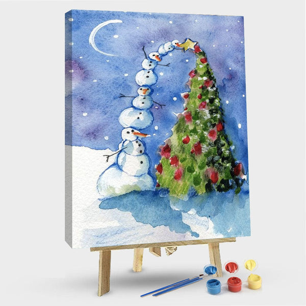 paintingnumberart 16"x20"/40x50cm / Without frame Paint By Numbers Kit – Snowman Picking Stars