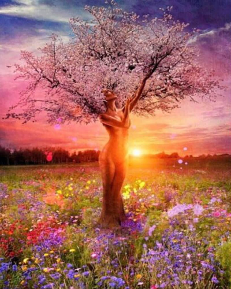 paintingnumberart 16"x20"/40x50cm / Without frame Paint by Numbers Kit-Spring Women Tree