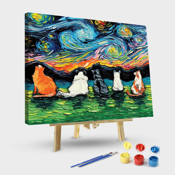 paintingnumberart 16"x20"/40x50cm / Without frame Paint By Numbers Kit-Starry Cats
