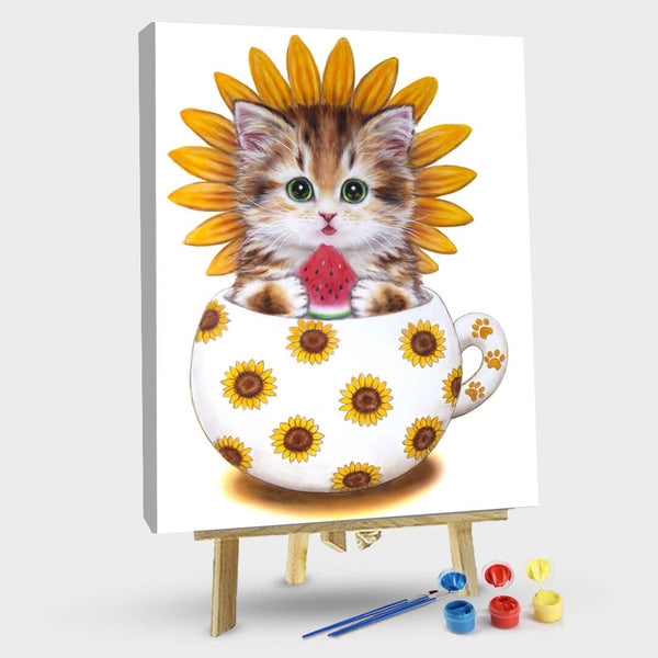 paintingnumberart 16"x20"/40x50cm / Without frame Paint By Numbers Kit-Sunflower cat