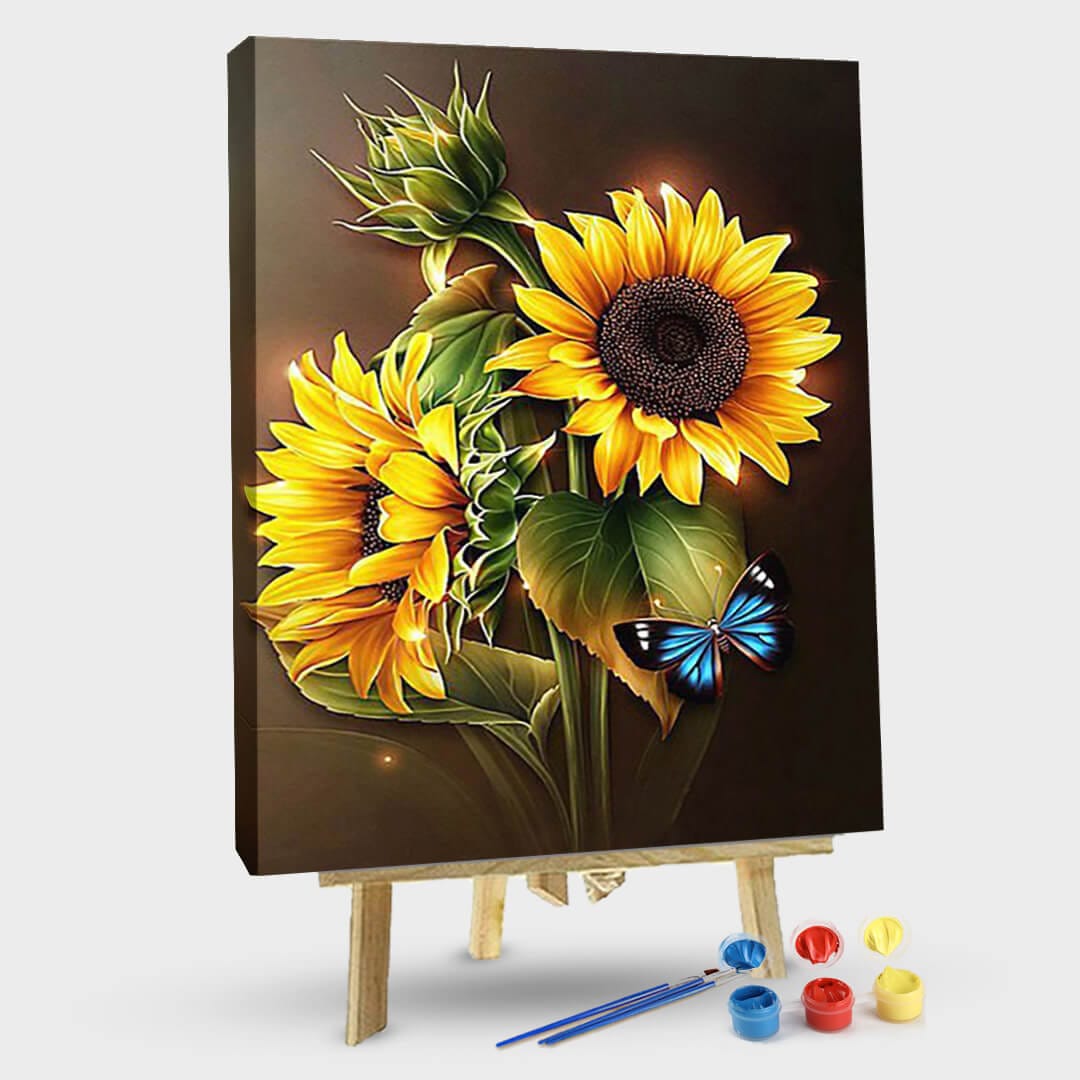 paintingnumberart 16"x20"/40x50cm / Without frame Paint by Numbers Kit-Sunflower flower and butterfly