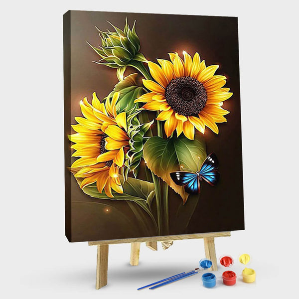 paintingnumberart 16"x20"/40x50cm / Without frame Paint by Numbers Kit-Sunflower flower and butterfly